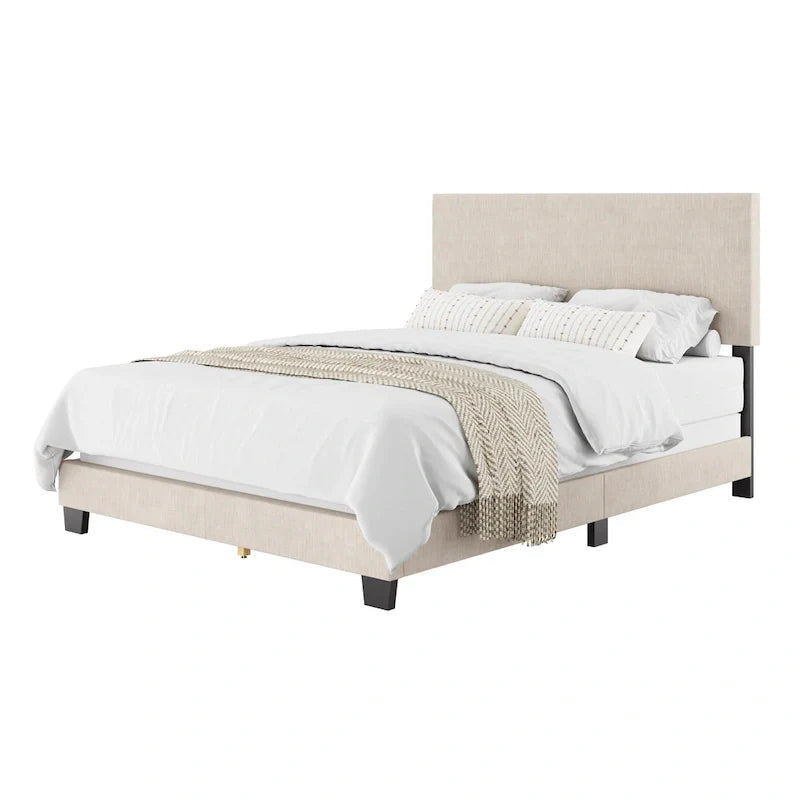 Nova Contemporary Queen Bed with Upholstered Design – Box Spring Needed 13