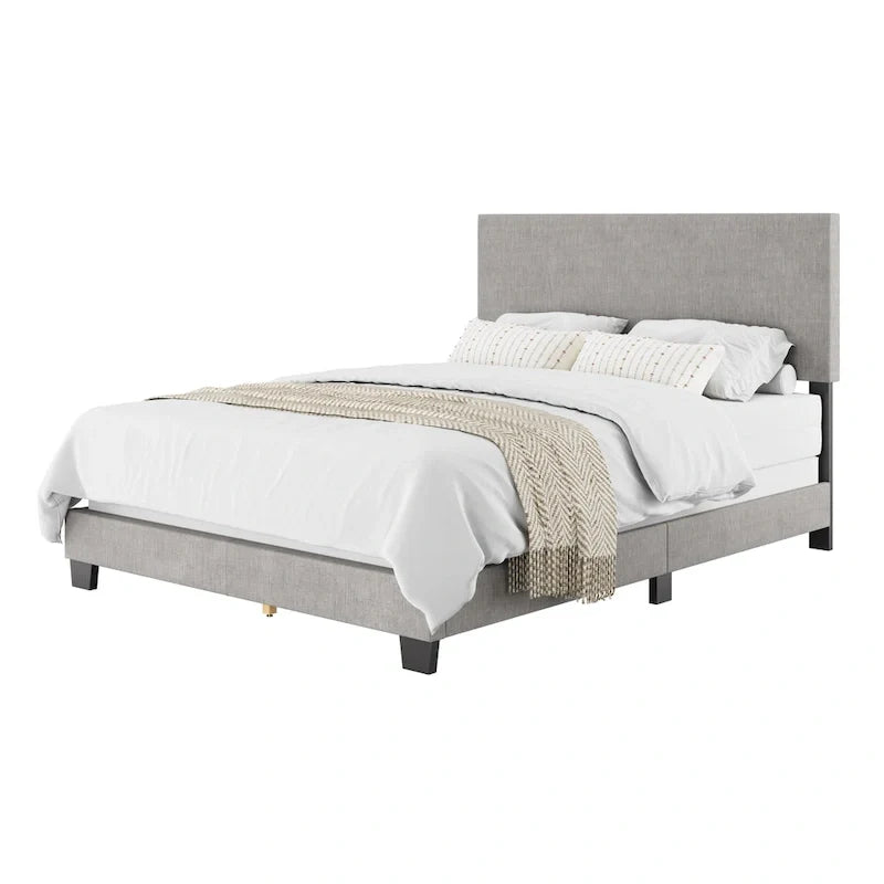 Nova Contemporary Queen Bed with Upholstered Design – Box Spring Needed 17