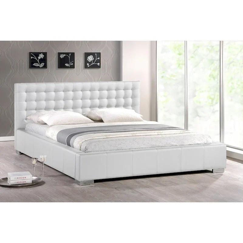 Madison Contemporary White Queen Platform Bed 1