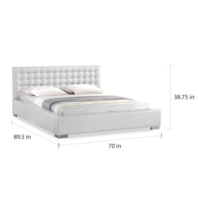 Madison Contemporary White Queen Platform Bed 5