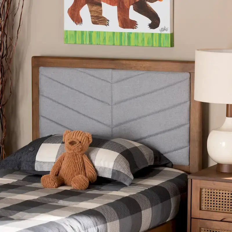 Iden Twin Headboard in Grey - Modern and Contemporary Fabric and Wood Design 1