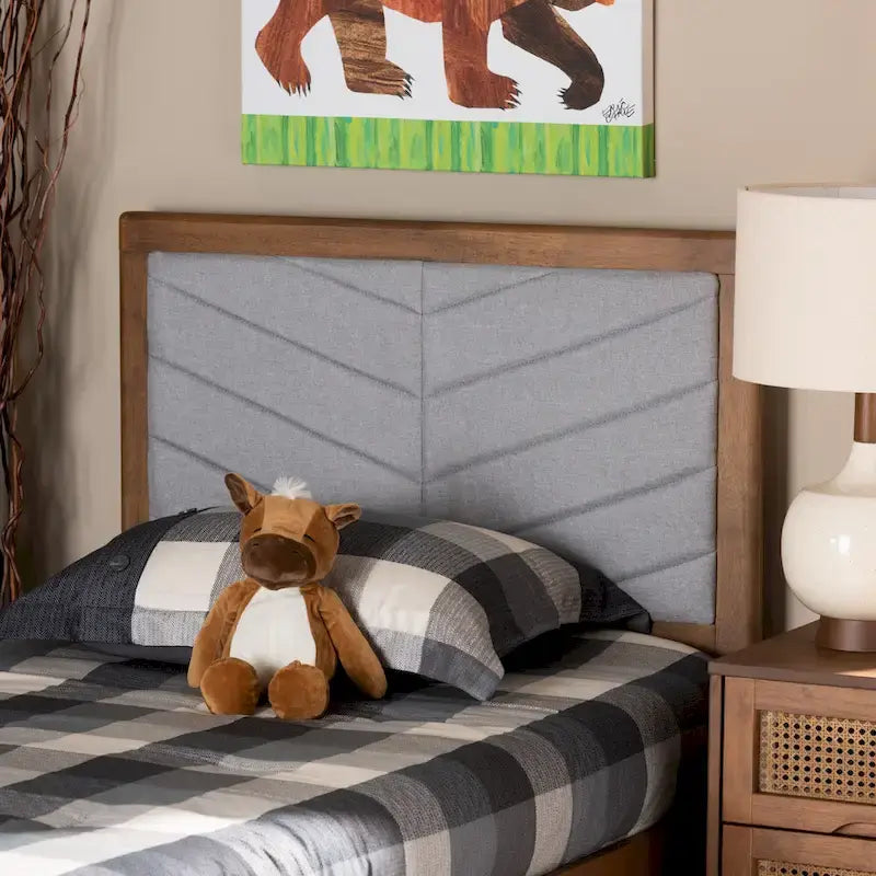 Iden Twin Headboard in Grey - Modern and Contemporary Fabric and Wood Design 5