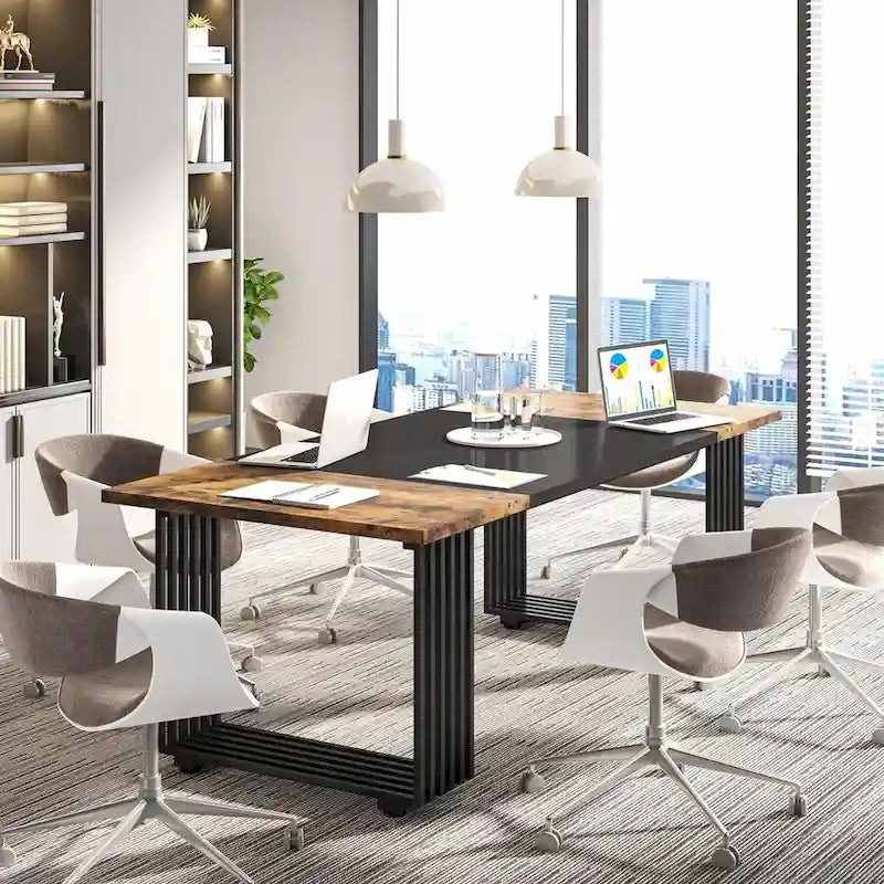 70.9" Contemporary White Executive Desk with Gold Metal Frame 18