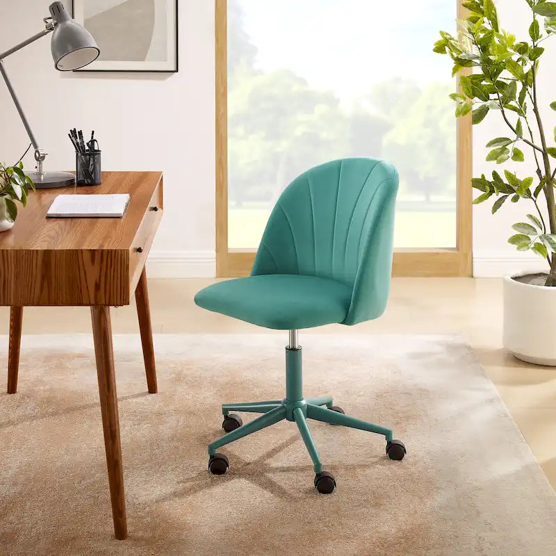 Curved Velvet Swivel Desk Chair - Aubrie Collection 33