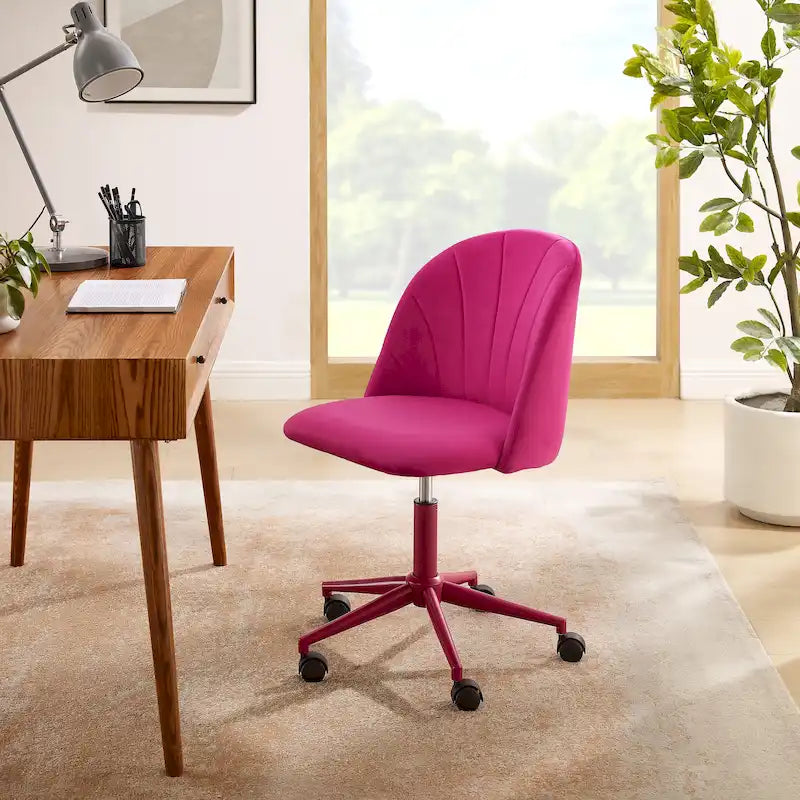Curved Velvet Swivel Desk Chair - Aubrie Collection 34