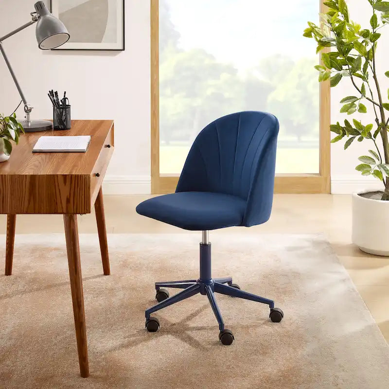 Curved Velvet Swivel Desk Chair - Aubrie Collection 35