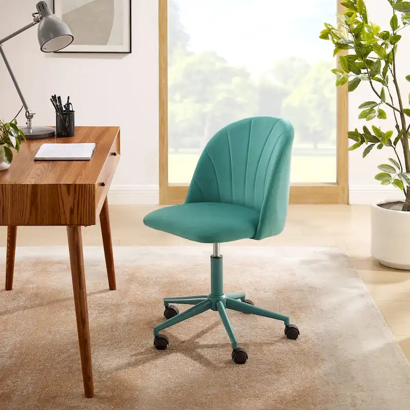 Curved Velvet Swivel Desk Chair - Aubrie Collection 1