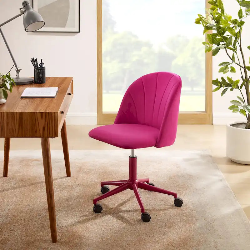 Curved Velvet Swivel Desk Chair - Aubrie Collection 2