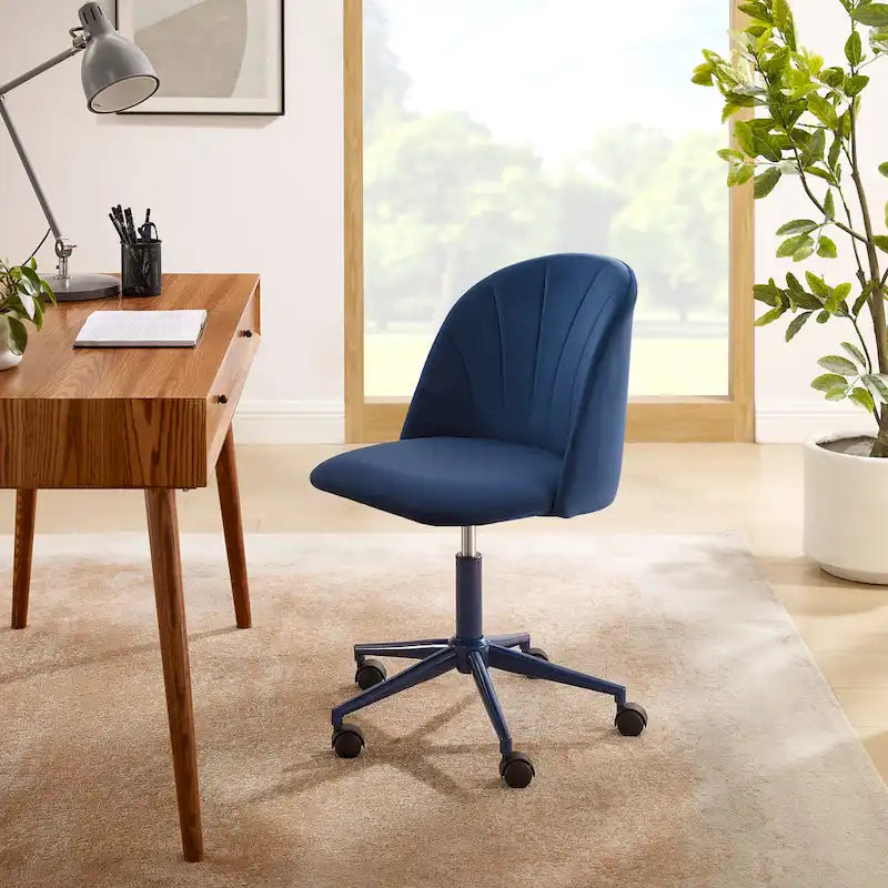 Curved Velvet Swivel Desk Chair - Aubrie Collection 3