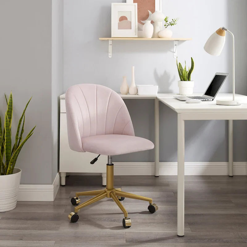 Curved Velvet Swivel Desk Chair - Aubrie Collection 4