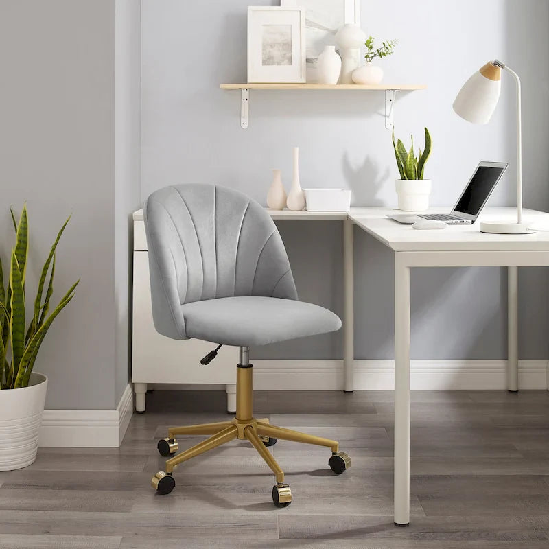 Curved Velvet Swivel Desk Chair - Aubrie Collection 5