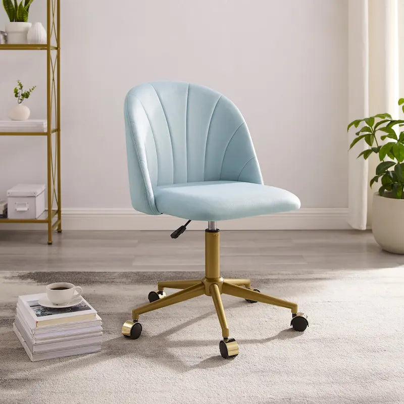 Curved Velvet Swivel Desk Chair - Aubrie Collection 6