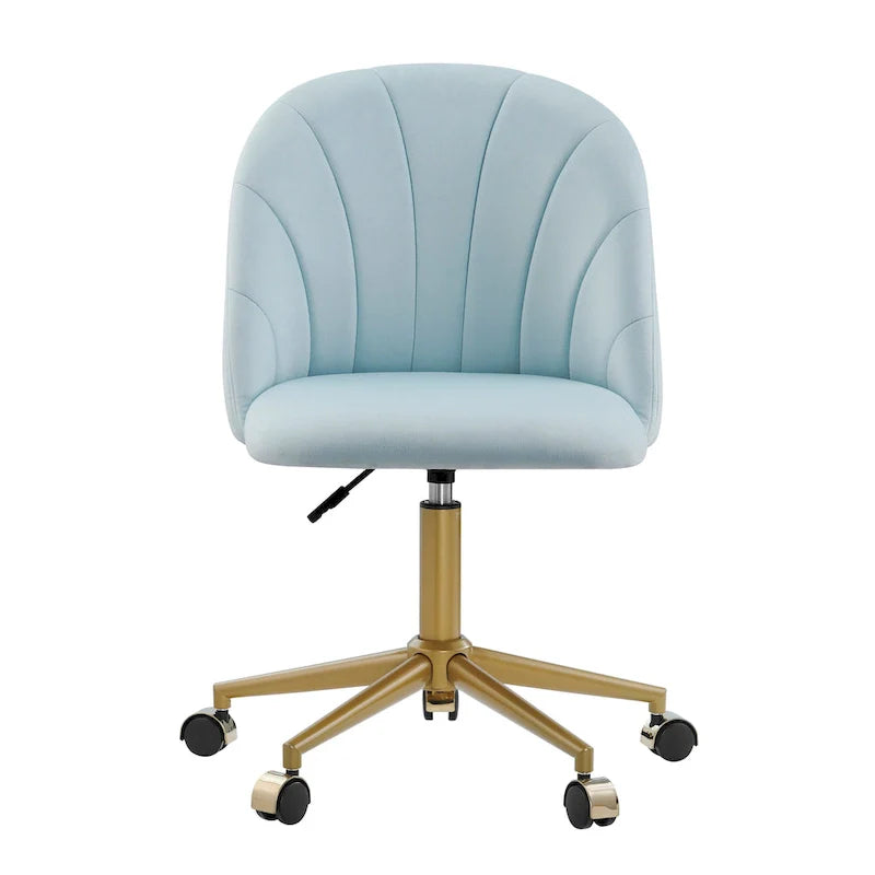 Curved Velvet Swivel Desk Chair - Aubrie Collection 11