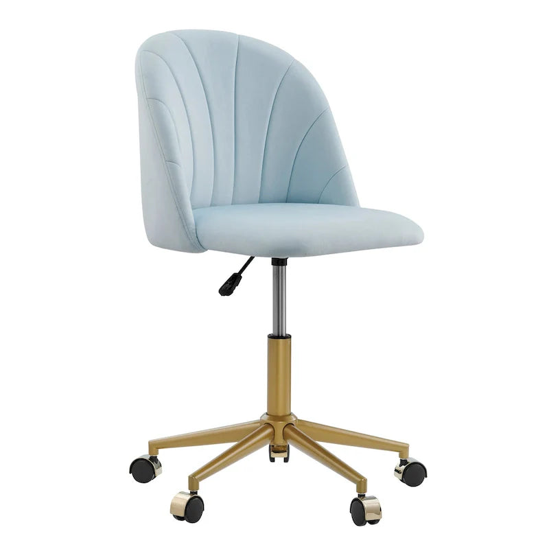 Curved Velvet Swivel Desk Chair - Aubrie Collection 16