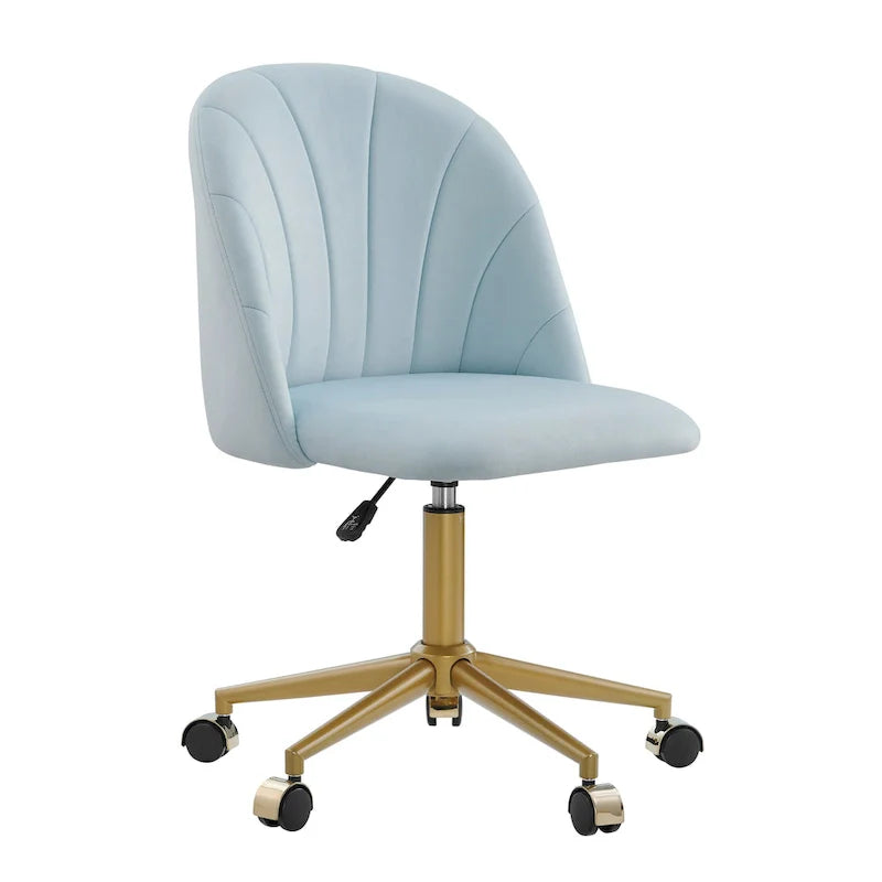 Curved Velvet Swivel Desk Chair - Aubrie Collection 18