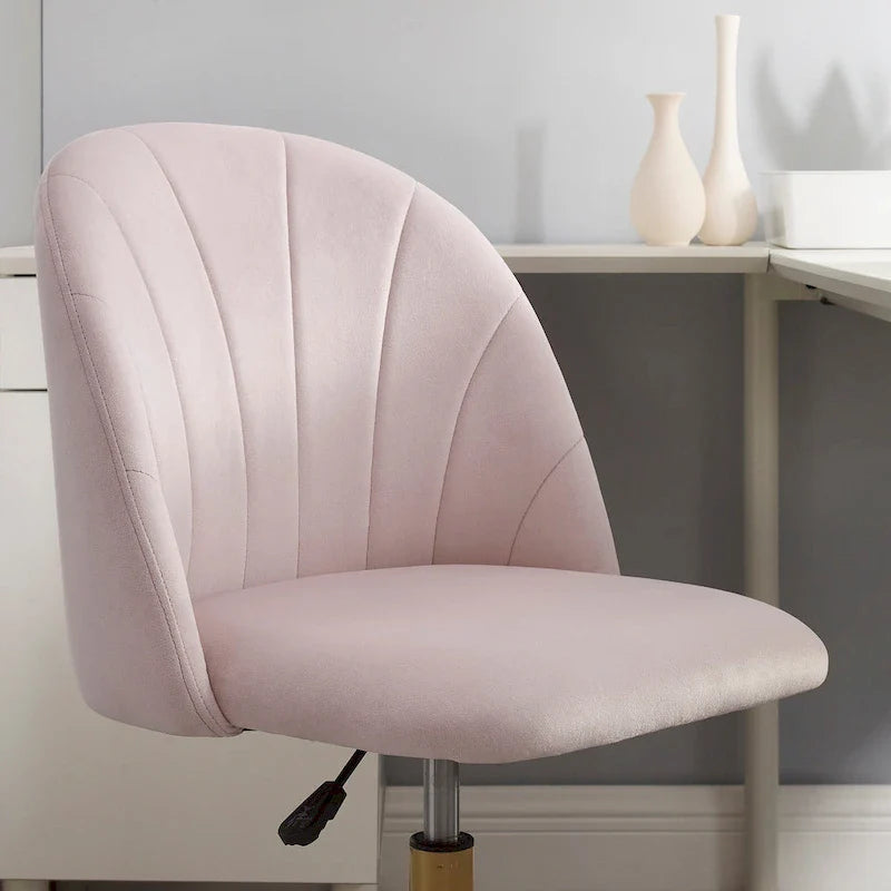 Curved Velvet Swivel Desk Chair - Aubrie Collection 19