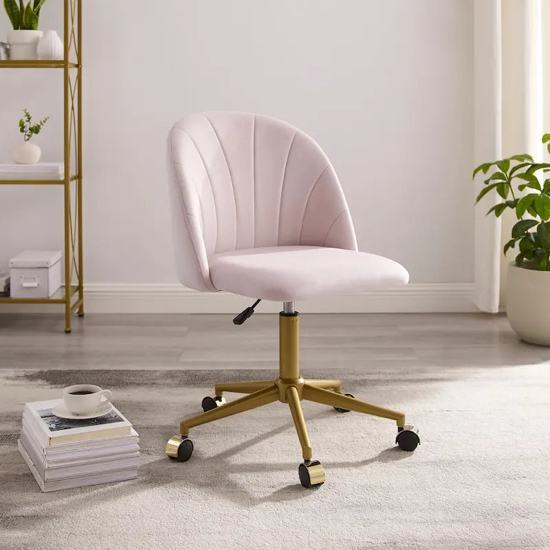Curved Velvet Swivel Desk Chair - Aubrie Collection 20