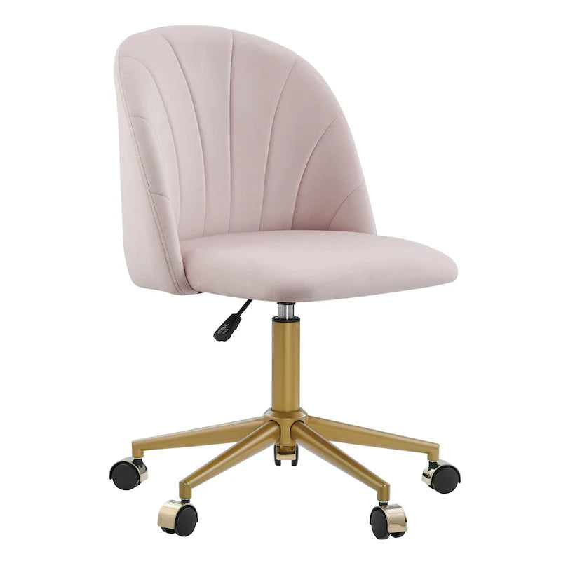 Curved Velvet Swivel Desk Chair - Aubrie Collection 22