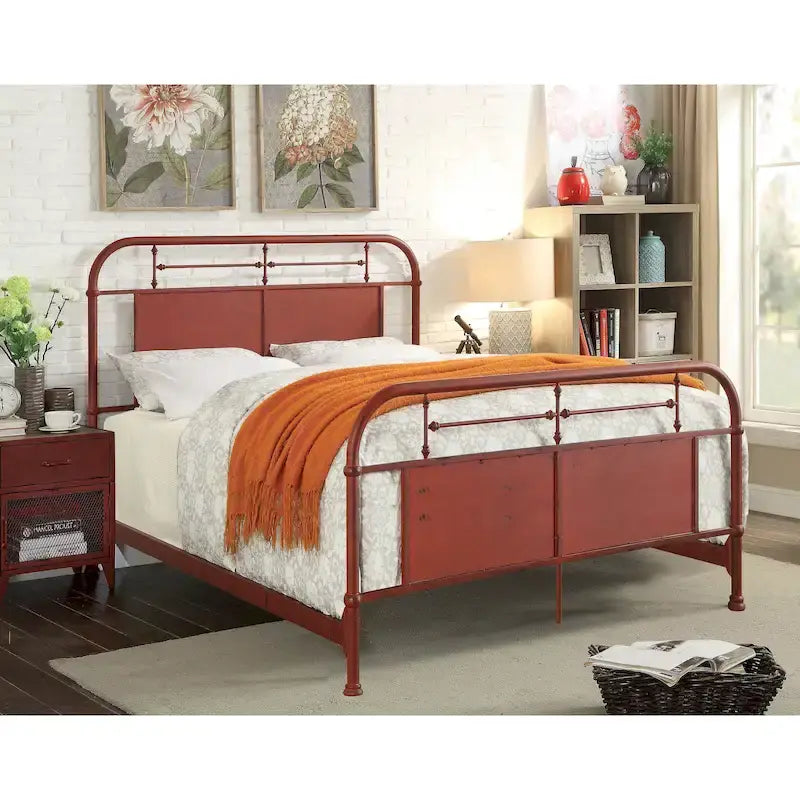 Furniture of America Industrial Metal Panel Bed with Support Legs 11