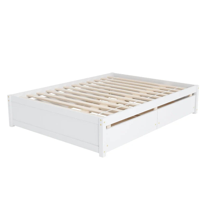 Full Bed Frame with Twin Trundle and Dual Storage Drawers 4