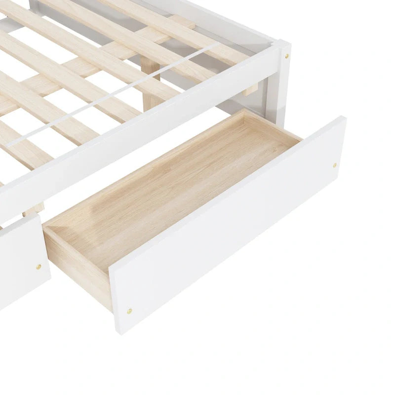 Full Bed Frame with Twin Trundle and Dual Storage Drawers 6