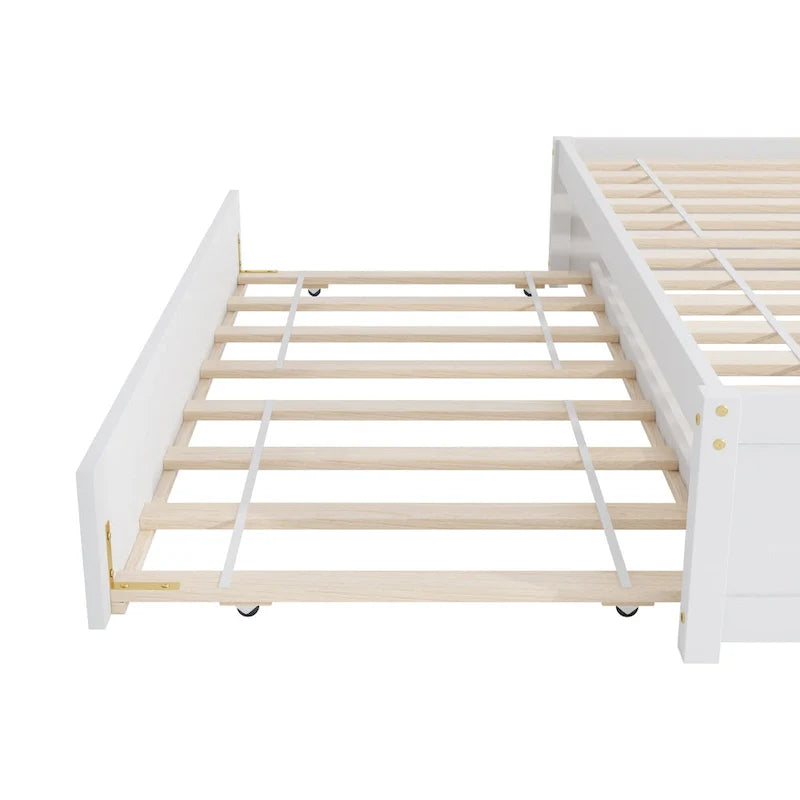 Full Bed Frame with Twin Trundle and Dual Storage Drawers 7