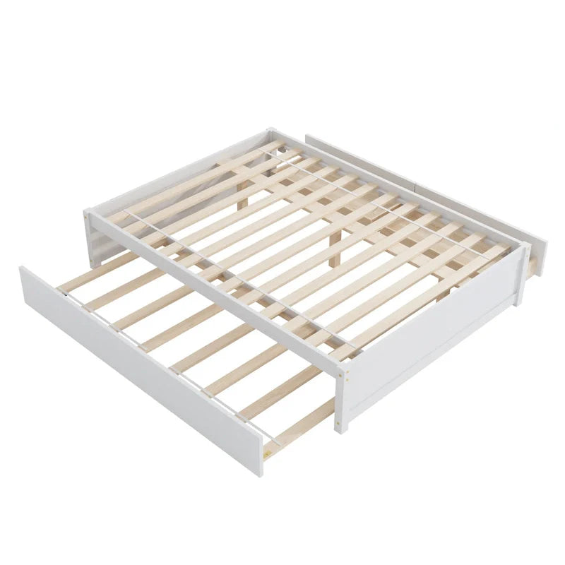 Full Bed Frame with Twin Trundle and Dual Storage Drawers 8