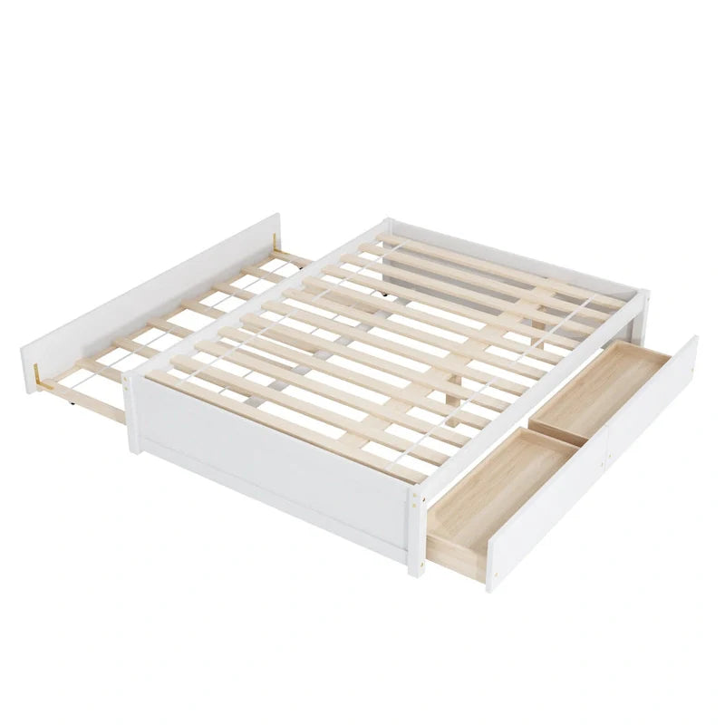 Full Bed Frame with Twin Trundle and Dual Storage Drawers 9