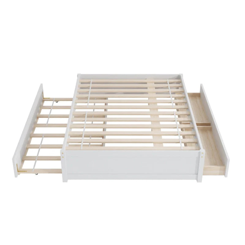 Full Bed Frame with Twin Trundle and Dual Storage Drawers 10