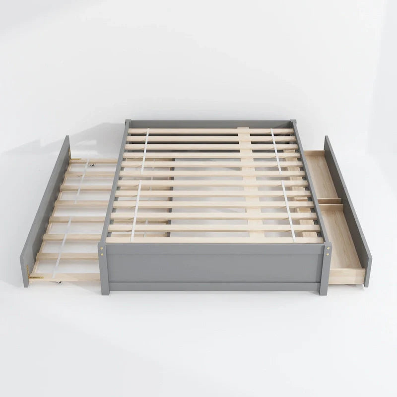 Full Bed Frame with Twin Trundle and Dual Storage Drawers 11