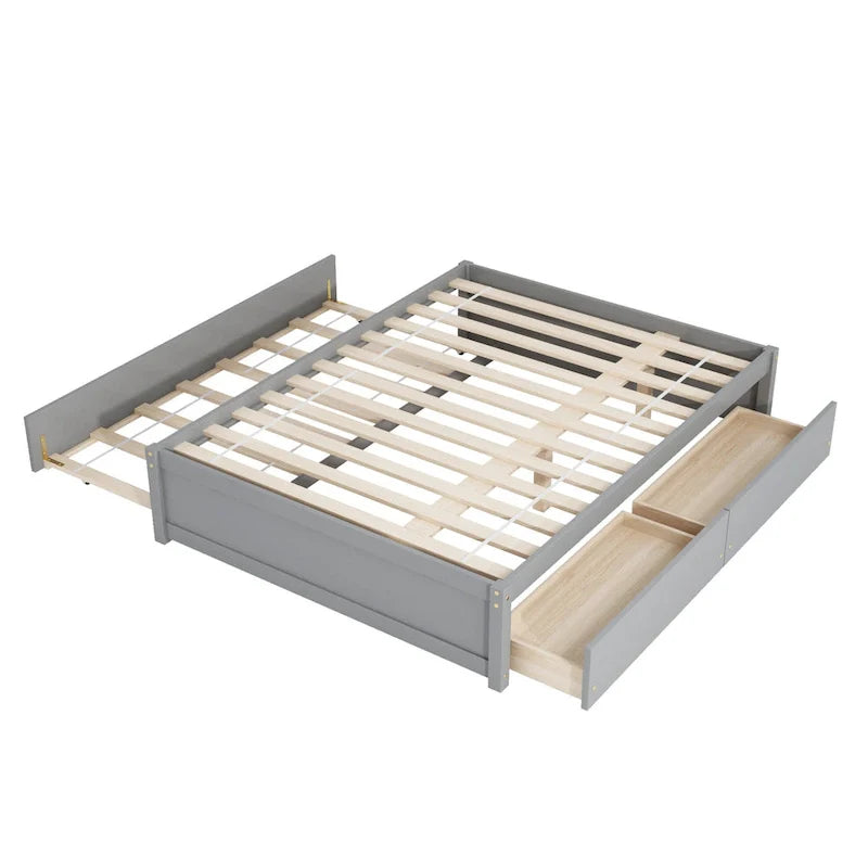 Full Bed Frame with Twin Trundle and Dual Storage Drawers 12