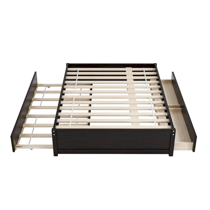 Full Bed Frame with Twin Trundle and Dual Storage Drawers 14