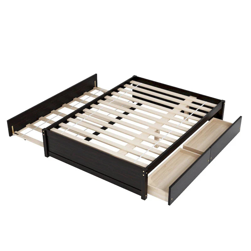 Full Bed Frame with Twin Trundle and Dual Storage Drawers 15