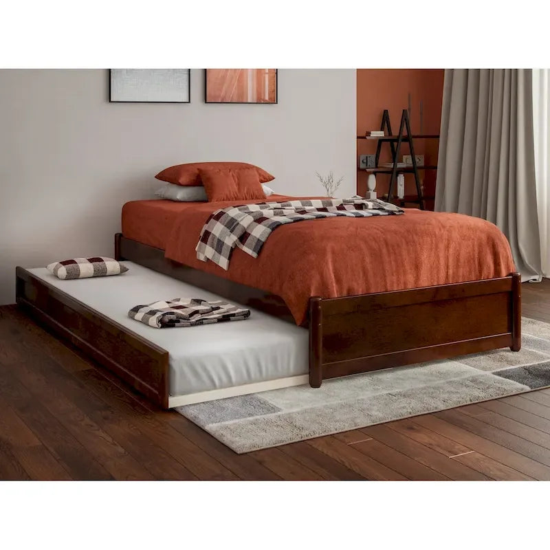 Barcelona Twin XL Trundle Panel Bed with Platform Design 40