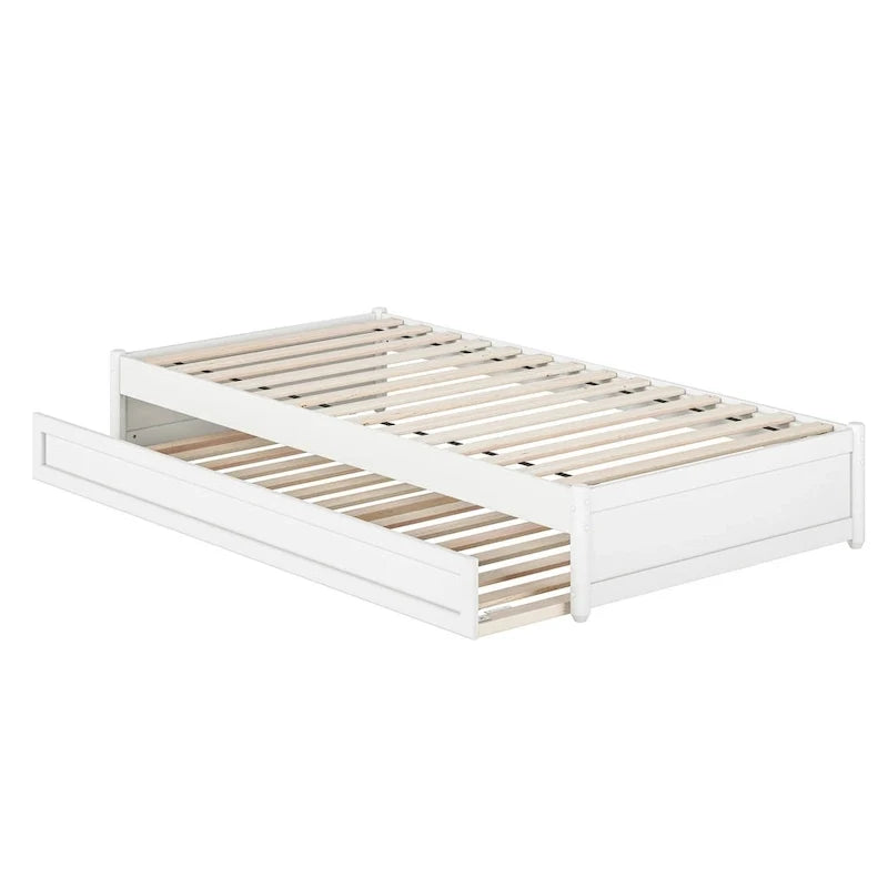 Barcelona Twin XL Trundle Panel Bed with Platform Design 1