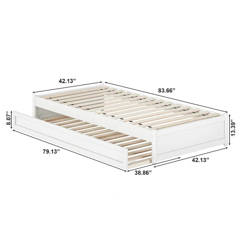 Barcelona Twin XL Trundle Panel Bed with Platform Design 6