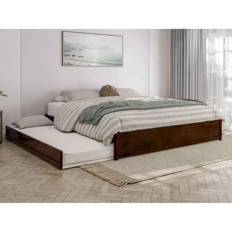 Barcelona Twin XL Trundle Panel Bed with Platform Design 7