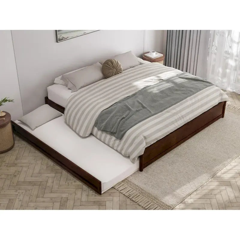 Barcelona Twin XL Trundle Panel Bed with Platform Design 11