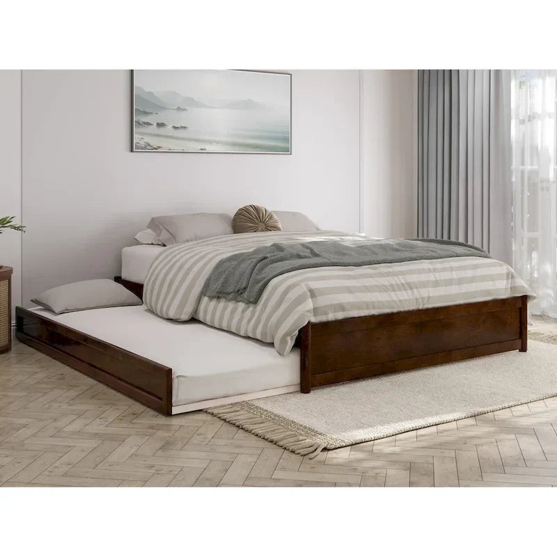 Barcelona Twin XL Trundle Panel Bed with Platform Design 20