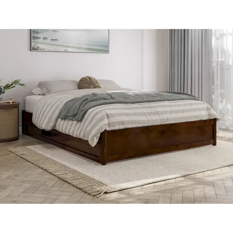 Barcelona Twin XL Trundle Panel Bed with Platform Design 21