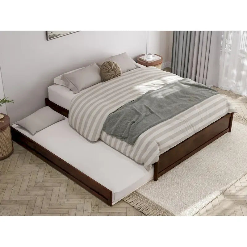 Barcelona Twin XL Trundle Panel Bed with Platform Design 24