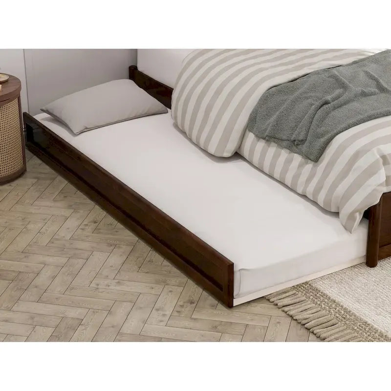 Barcelona Twin XL Trundle Panel Bed with Platform Design 25