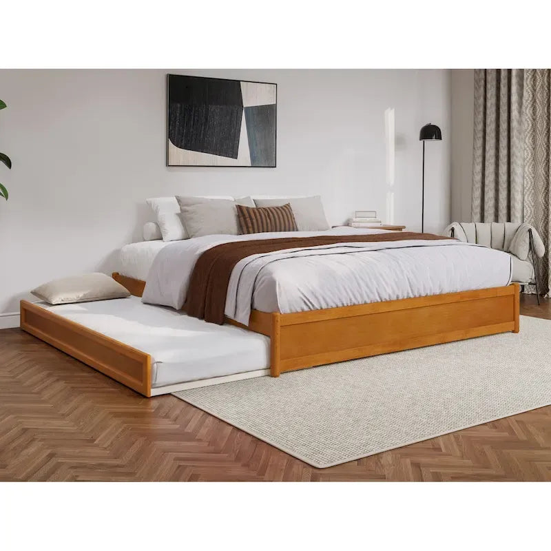 Barcelona Twin XL Trundle Panel Bed with Platform Design 32