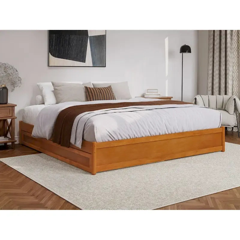 Barcelona Twin XL Trundle Panel Bed with Platform Design 33