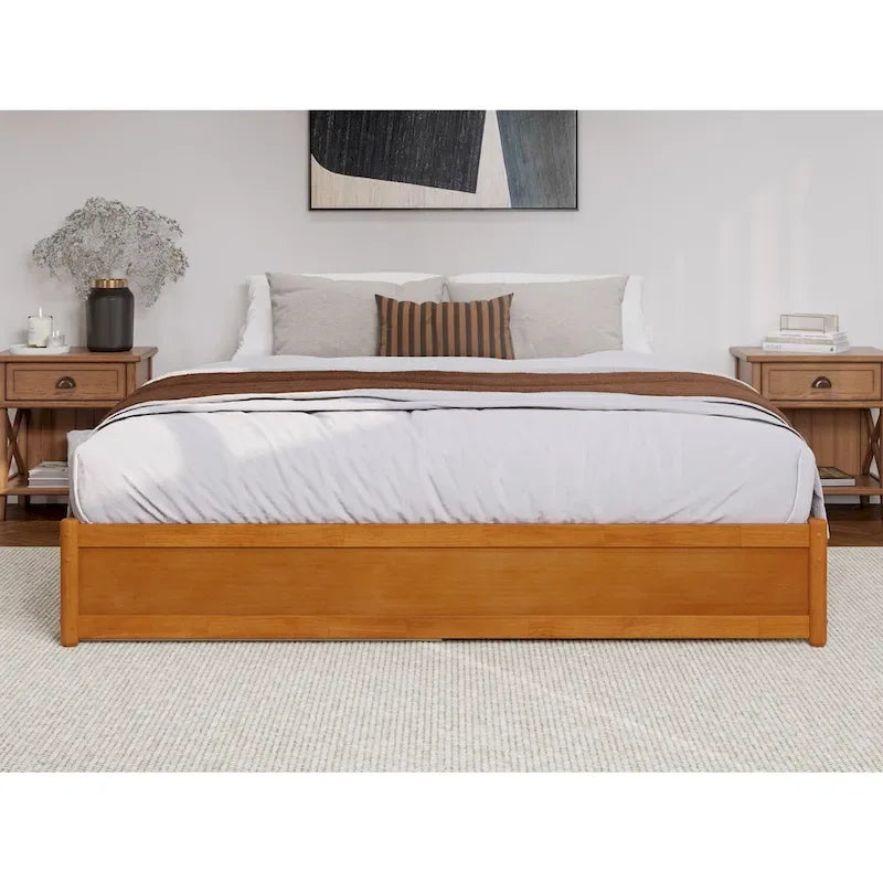 Barcelona Twin XL Trundle Panel Bed with Platform Design 34