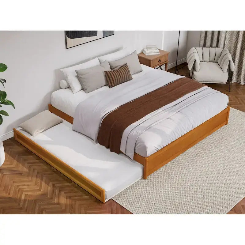 Barcelona Twin XL Trundle Panel Bed with Platform Design 35