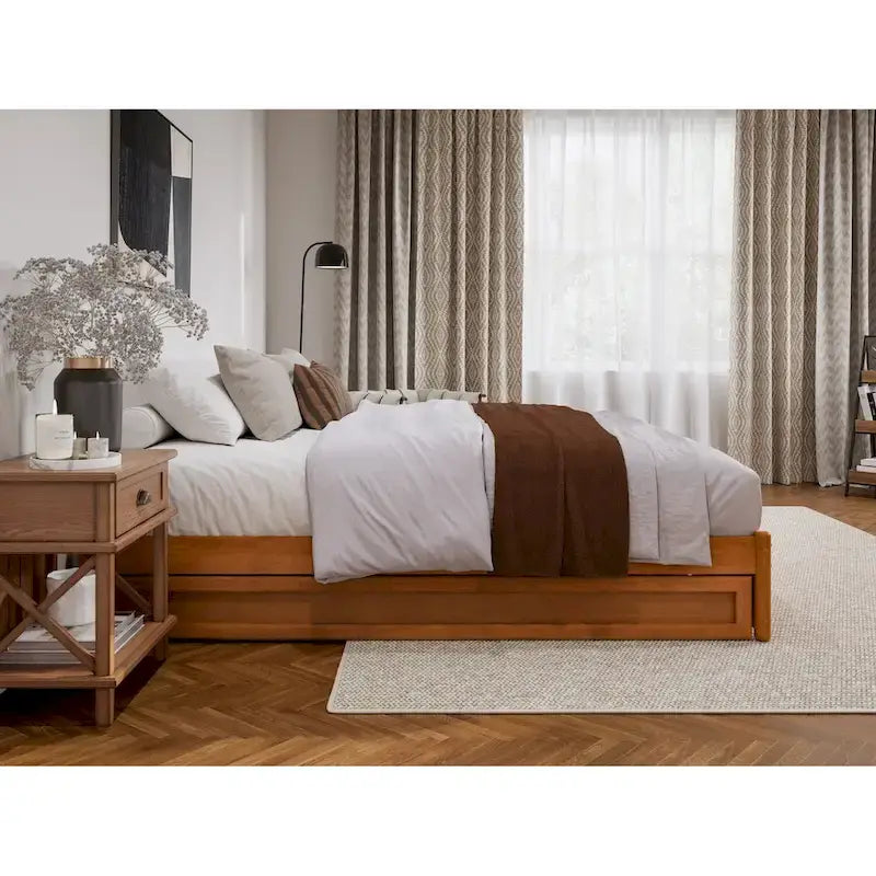 Barcelona Twin XL Trundle Panel Bed with Platform Design 36