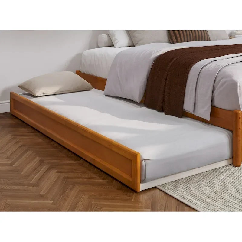 Barcelona Twin XL Trundle Panel Bed with Platform Design 37