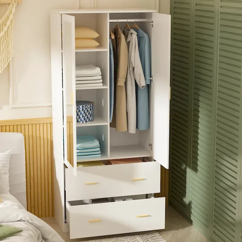 Contemporary Minimalist Wooden Freestanding Wardrobe for Bedroom 3