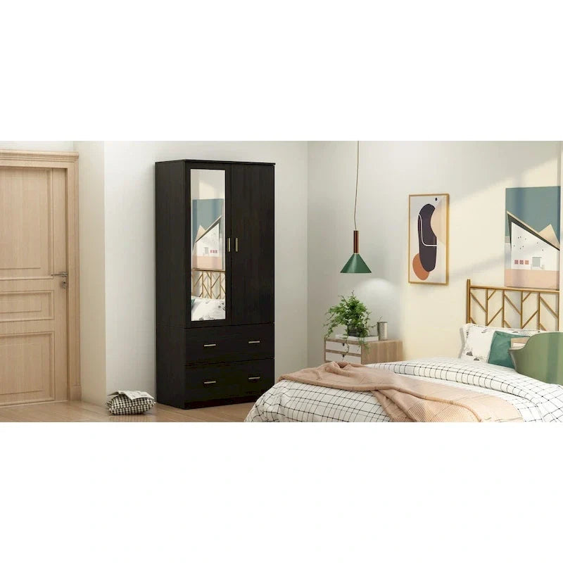 Contemporary Minimalist Wooden Freestanding Wardrobe for Bedroom 7